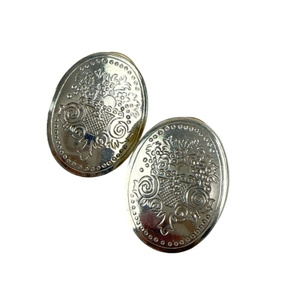 Kirk Stieff Pewter Earrings (Vintage, Fruit Basket pattern) — are less common th - Picture 5 of 6